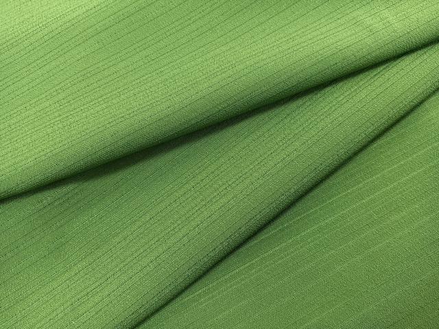 平和屋着物＊夏物　色無地　絽縮緬　草色　洗える着物　BAAY4453hv