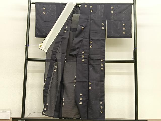 平和屋着物＊夏物　小紋　絽縮緬　花丸文　洗える着物　BAAY4454hv