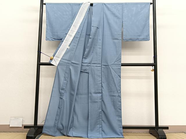 平和屋着物＊夏物　色無地　絽　錫色　洗える着物　BAAY4455hv