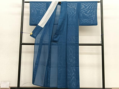 平和屋着物＊夏物　色無地　絽　鉄御納戸色　洗える着物　BAAY4457hv