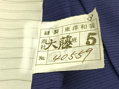 平和屋着物＊夏物　小紋　絽　深紫色　洗える着物　未使用　BAAY4459hv
