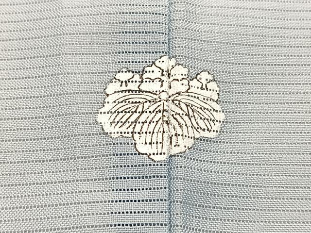 平和屋着物＊夏物　色無地　絽　青磁鼠色　ロング丈　洗える着物　BAAY4460hv