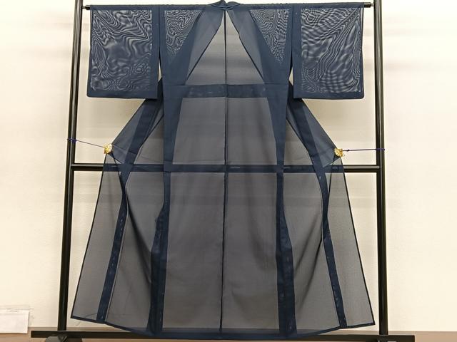 平和屋着物＊夏物　色無地　絽　藍鉄色　洗える着物　BAAY4467hv