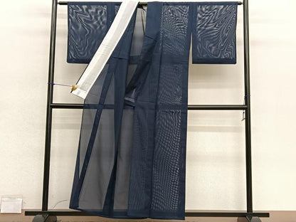 平和屋着物＊夏物　色無地　絽　藍鉄色　洗える着物　BAAY4467hv