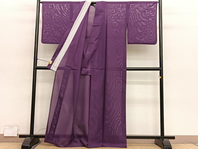 平和屋着物＊夏物　色無地　絽　暗紅色　洗える着物　BAAY4468hv