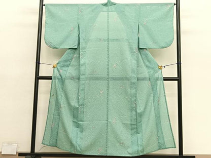 平和屋着物＊夏物　小紋　絽　枝花文　洗える着物　BAAY4472hv