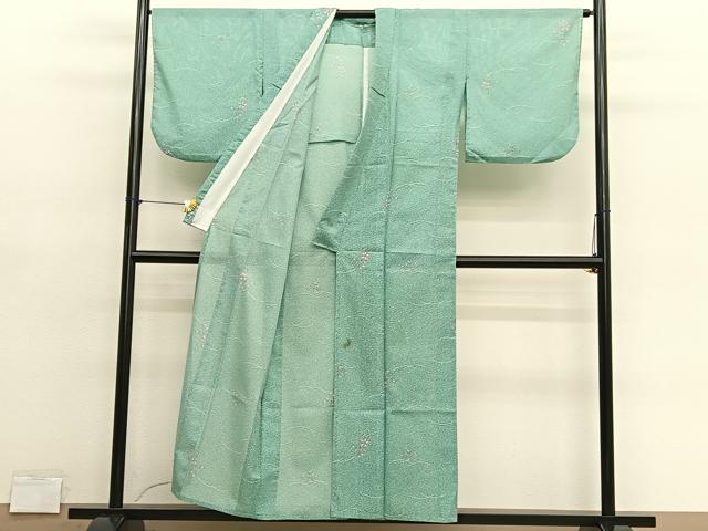 平和屋着物＊夏物　小紋　絽　枝花文　洗える着物　BAAY4472hv