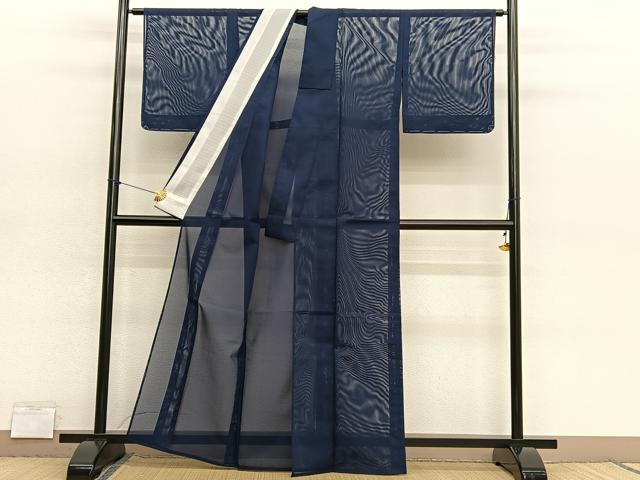 平和屋着物＊夏物　色無地　絽　藍鉄色　洗える着物　未使用　BAAY4475hv