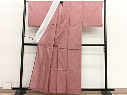 平和屋着物＊夏物　色無地　絽　洗朱色　洗える着物　BAAY4478hv