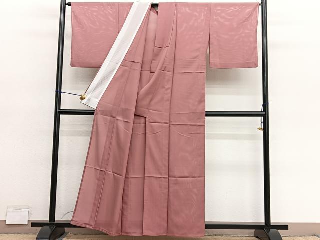 平和屋着物＊夏物　色無地　絽　洗朱色　洗える着物　BAAY4478hv