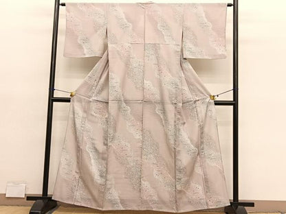 平和屋着物＊夏物　小紋　絽　箔散らし舞蝶文　暈し染め　洗える着物　BAAY4480hv