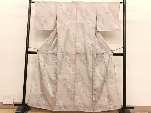 平和屋着物＊夏物　小紋　絽　箔散らし舞蝶文　暈し染め　洗える着物　BAAY4480hv