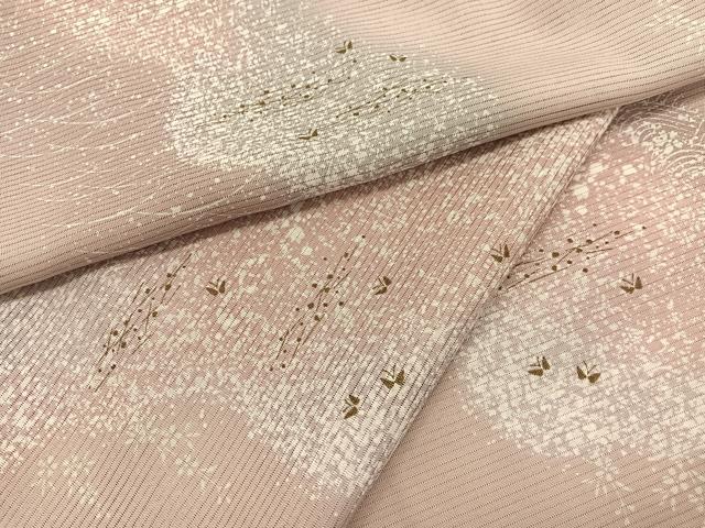 平和屋着物＊夏物　小紋　絽　箔散らし舞蝶文　暈し染め　洗える着物　BAAY4480hv