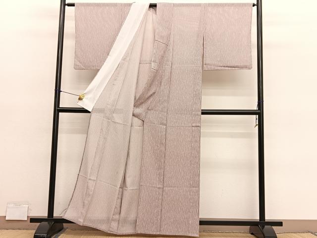 平和屋着物＊夏物　小紋　絽　縞　洗える着物　BAAY4486hv