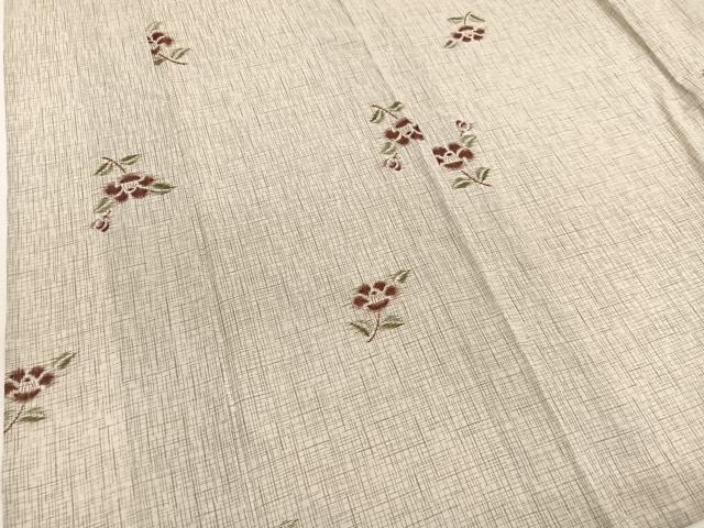 平和屋着物＊夏物　小紋　紗　椿　洗える着物　BAAY4487hv