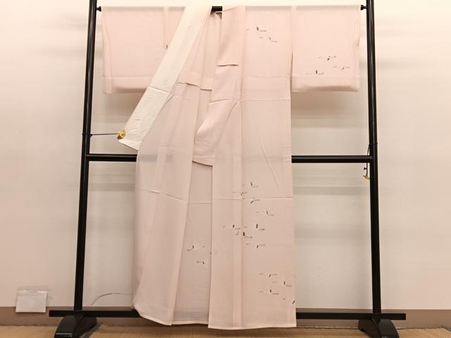 平和屋着物＊夏物　訪問着　絽　飛鶴文　正絹　逸品　BAAY4488hv