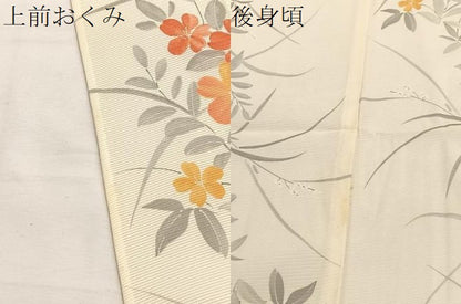平和屋着物＊夏物　小紋　絽　草花文　正絹　逸品　BAAY4489hv