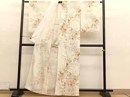 平和屋着物＊夏物　小紋　絽　草花文　正絹　逸品　BAAY4489hv