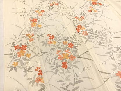 平和屋着物＊夏物　小紋　絽　草花文　正絹　逸品　BAAY4489hv
