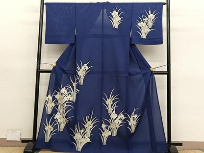 平和屋着物＊夏物　訪問着　絽　杜若　金彩　正絹　逸品　BAAY4492hv