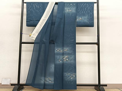 平和屋着物＊夏物　訪問着　絽　草花文　暈し染め　金彩　正絹　逸品　BAAY4493hv