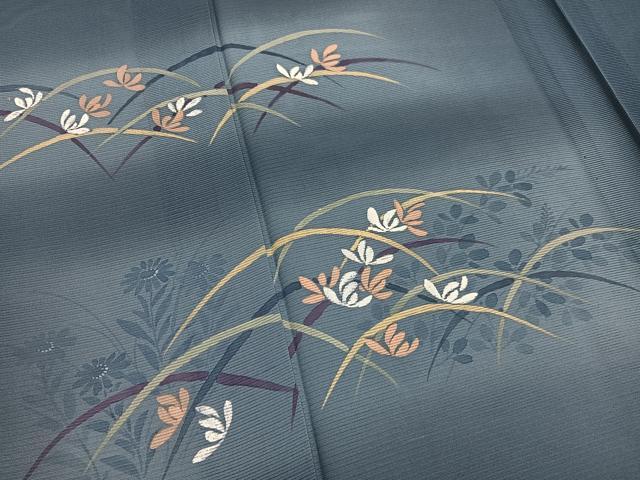 平和屋着物＊夏物　訪問着　絽　草花文　暈し染め　金彩　正絹　逸品　BAAY4493hv