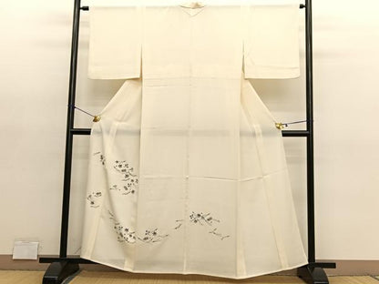 平和屋着物＊夏物　色留訪問着　絽　総刺繍　吹き寄せ花文　銀糸　正絹　逸品　BAAY4496hv