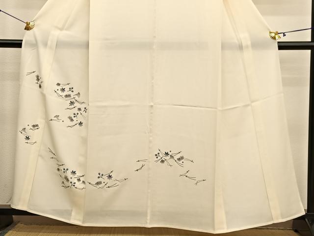 平和屋着物＊夏物　色留訪問着　絽　総刺繍　吹き寄せ花文　銀糸　正絹　逸品　BAAY4496hv