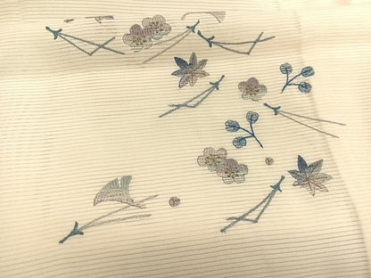 平和屋着物＊夏物　色留訪問着　絽　総刺繍　吹き寄せ花文　銀糸　正絹　逸品　BAAY4496hv