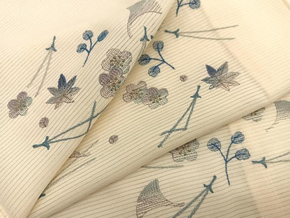 平和屋着物＊夏物　色留訪問着　絽　総刺繍　吹き寄せ花文　銀糸　正絹　逸品　BAAY4496hv