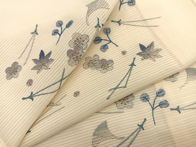 平和屋着物＊夏物　色留訪問着　絽　総刺繍　吹き寄せ花文　銀糸　正絹　逸品　BAAY4496hv