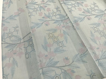 平和屋着物＊夏物　紗紬　枝花文　正絹　逸品　BAAY4497hv