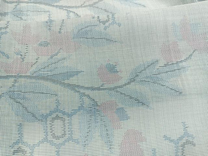 平和屋着物＊夏物　紗紬　枝花文　正絹　逸品　BAAY4497hv