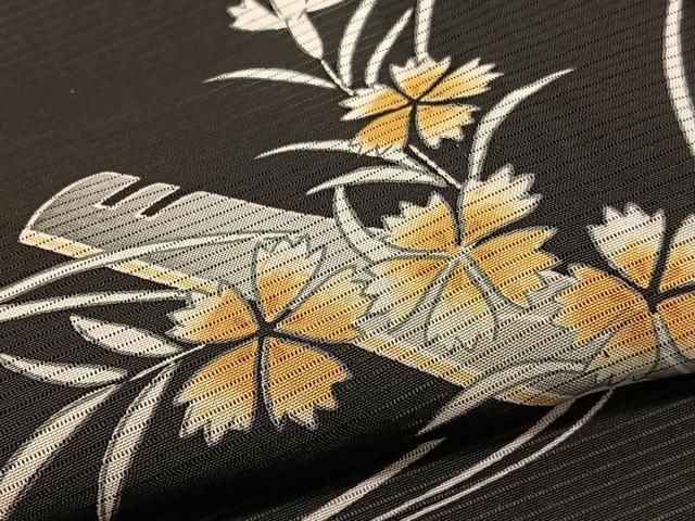 平和屋着物＊夏物　訪問着　絽　花筏　黒地　正絹　逸品　BAAY4498hv