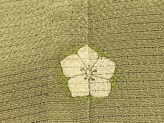 平和屋着物＊本加賀友禅作家　成竹登茂男監修　夏物　色無地　絽縮緬　根岸色　正絹　逸品　BAAY4500hv