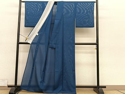 平和屋着物＊夏物　色無地　絽　鉄御納戸色　さんび謹製　洗える着物　BAAY4502hv