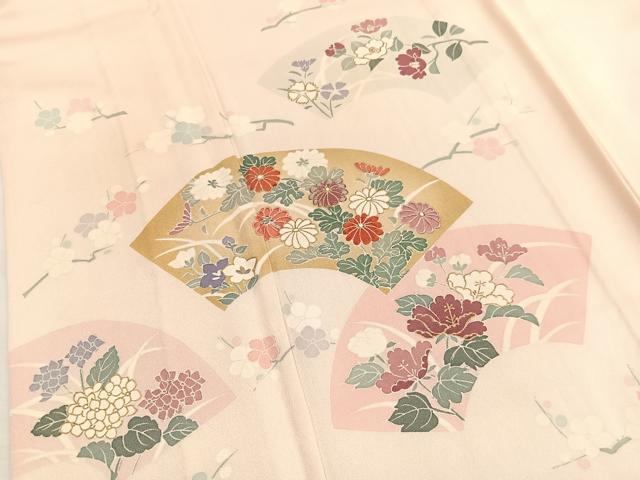 平和屋着物▽訪問着　単衣　刺繍　地紙花文　金彩　正絹　逸品　BAAY4503hv