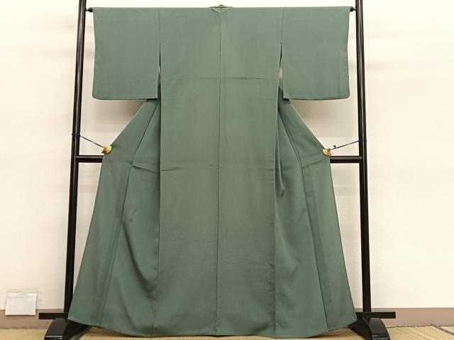 平和屋着物▽色無地　単衣　麹塵色　さんび謹製　洗える着物　BAAY4505hv