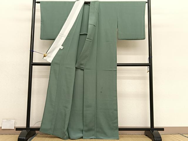 平和屋着物▽色無地　単衣　麹塵色　さんび謹製　洗える着物　BAAY4505hv