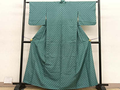 平和屋着物▽上質な紬　単衣　あられ文様　正絹　逸品　BAAY4507hv
