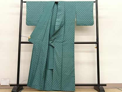 平和屋着物▽上質な紬　単衣　あられ文様　正絹　逸品　BAAY4507hv
