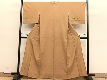 平和屋着物▽上質な紬　単衣　狐色　正絹　逸品　BAAY4510hv