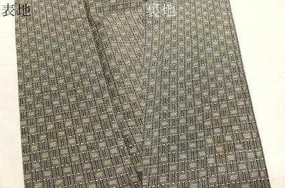 平和屋着物▽上質な紬　単衣　格子　正絹　逸品　BAAY4517hv