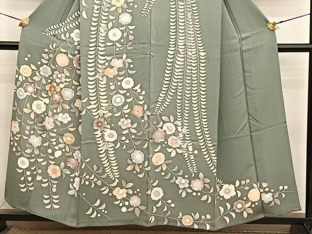 平和屋着物▽訪問着　単衣　駒刺繍　辻が花　正絹　逸品　BAAY4522hv