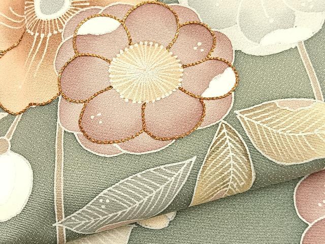 平和屋着物▽訪問着　単衣　駒刺繍　辻が花　正絹　逸品　BAAY4522hv