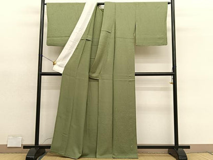 平和屋着物▽上質な小紋　単衣　総刺繍　花丸文　金糸　正絹　逸品　BAAY4523hv