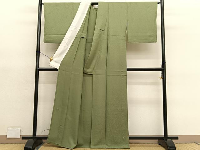平和屋着物▽上質な小紋　単衣　総刺繍　花丸文　金糸　正絹　逸品　BAAY4523hv