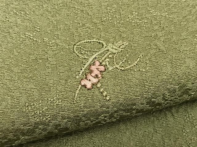 平和屋着物▽上質な小紋　単衣　総刺繍　花丸文　金糸　正絹　逸品　BAAY4523hv