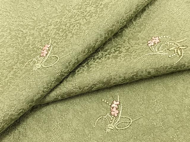 平和屋着物▽上質な小紋　単衣　総刺繍　花丸文　金糸　正絹　逸品　BAAY4523hv