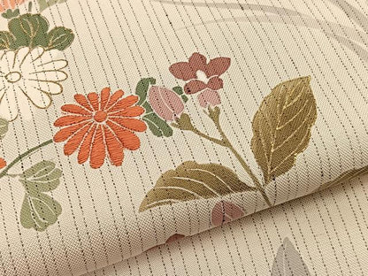 平和屋着物▽訪問着　単衣　刺繍　草花文　金彩　正絹　逸品　BAAY4525hv